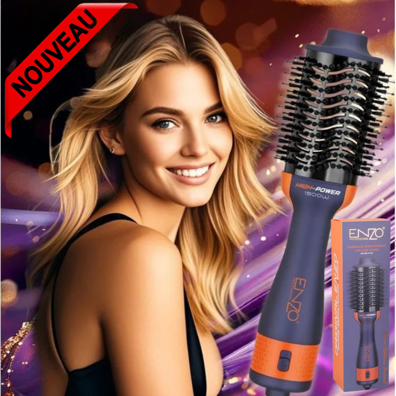 Brosse soufflante Sèche-Cheveux Lissante  3 en 1 Volumisante Rotative à Air Chaud Professionnel 1500W En-4134