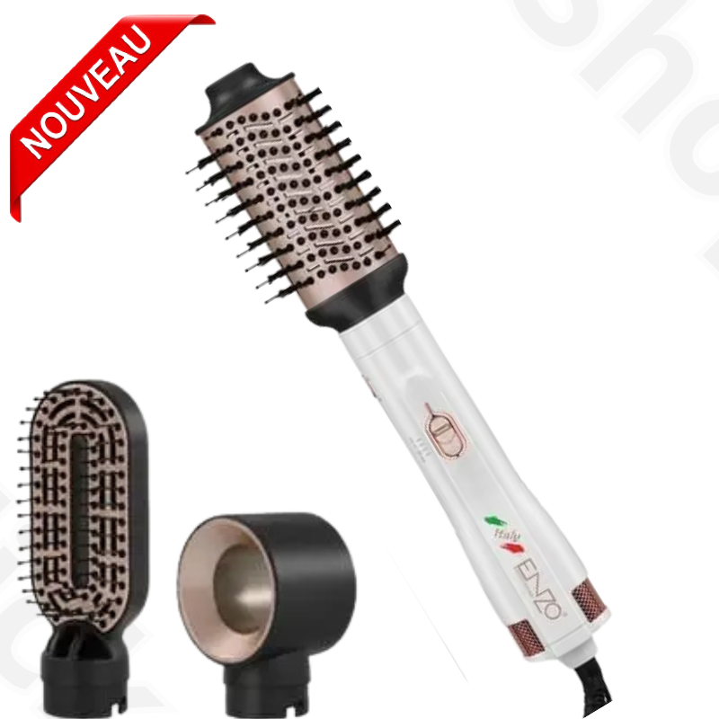 Brosse Chauffante Lissante Enzo EN-740 – 3-en-1 en Céramique pour un Coiffage Parfait