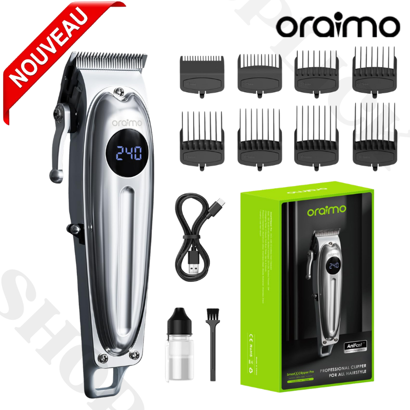 Tondeuse à cheveux professionnelle sans fil - Oraimo SmartClipper Pro - 240 minutes dautonomie - Réf OCL-550