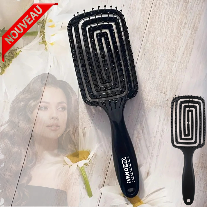 Brosse à cheveux bouclés humides creuse Outil de coiffure de salon de coiffure