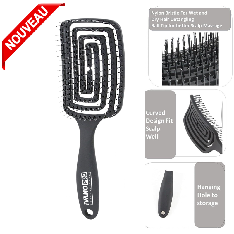 Brosse à cheveux bouclés humides creuse Outil de coiffure de salon de coiffure thumbnail 3