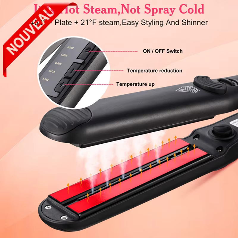 Lisseur à vapeur - Healthy And Silky - Professionnel - Hydratant - Céramique - Réglages de température thumbnail 4