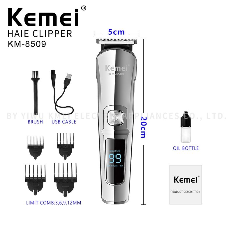 Tondeuse à cheveux professionnel étanche hommes rechargeable affichage led KM-8509 USB thumbnail 2