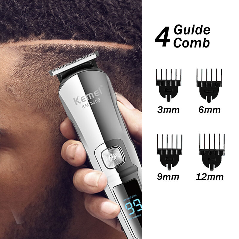 Tondeuse à cheveux professionnel étanche hommes rechargeable affichage led KM-8509 USB thumbnail 4