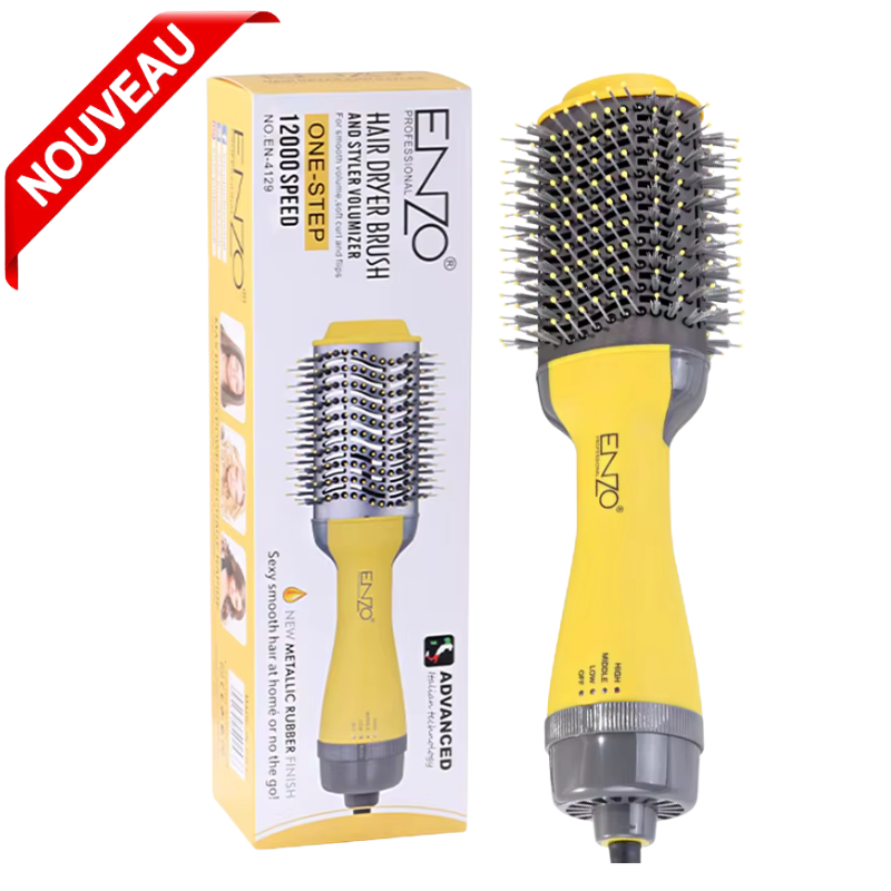 Brosse soufflante Sèche-Cheveux Lissante  3 en 1 Volumisante Rotative à Air Chaud Professionnel EN-4129