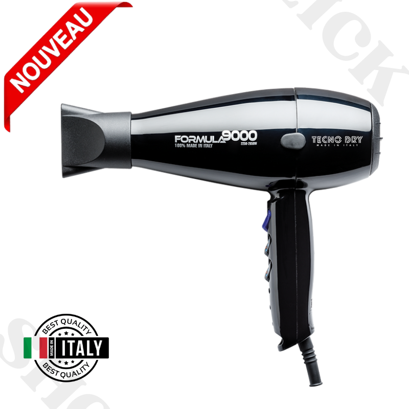 Sèche-cheveux Formula 9000 avec cordon de 3M (Noir, 2650w) Made in italy