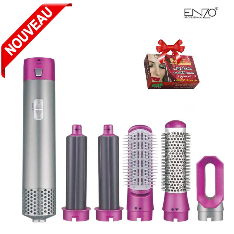 Sèche-Cheveux Brosse Professionnel Coiffante 5 en 1 –  à Air Chaud Rotatif Sèche, Lisse, Boucle et Masse EN-6206 thumbnail 1