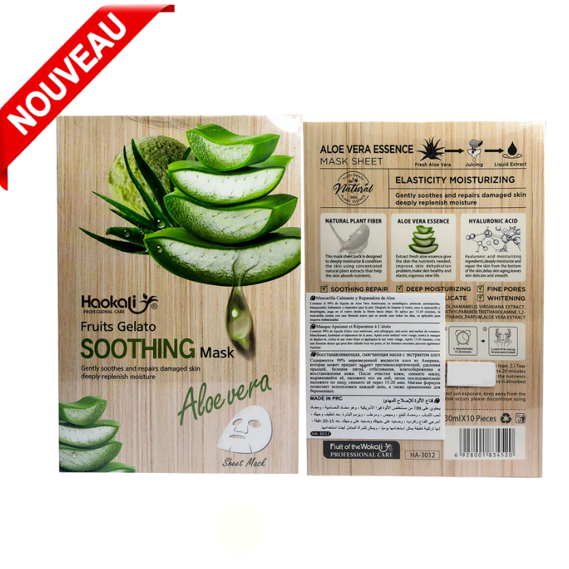 Masques Blanchissants ANTI-ÂGE Masque Visage Apaisant WOKALI Aloe Vera 10 Pièces thumbnail 3