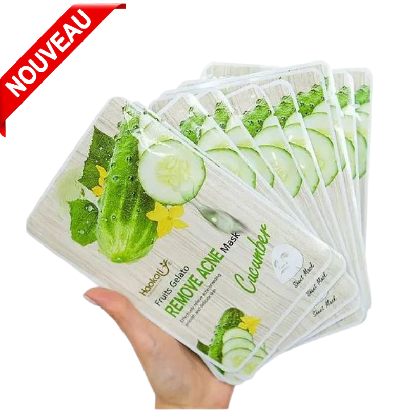 Masques Blanchissants ANTI-ÂGE Facial à base de concombre contre lacné 10 Pièces