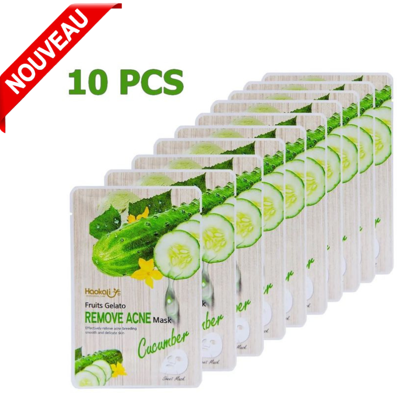 Masques Blanchissants ANTI-ÂGE Facial à base de concombre contre lacné 10 Pièces thumbnail 3