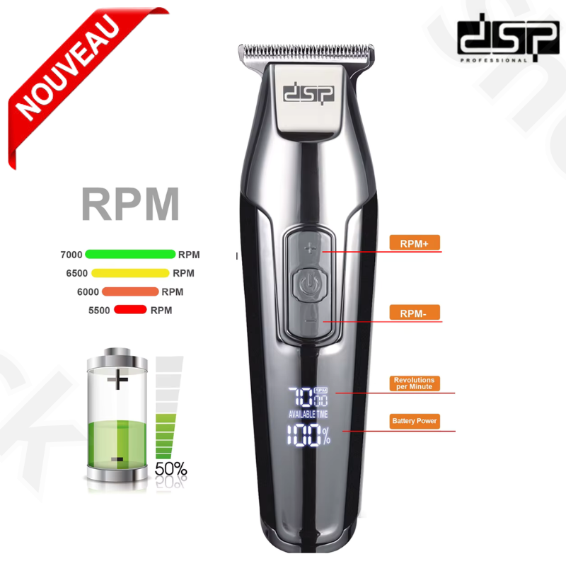 Tondeuse à cheveux multifonctionnelle sans fil à affichage numérique, chargeur USB DSP thumbnail 3