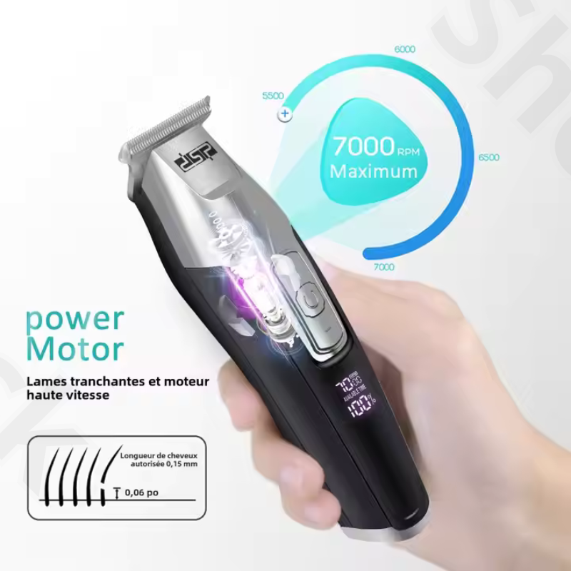 Tondeuse à cheveux multifonctionnelle sans fil à affichage numérique, chargeur USB DSP thumbnail 4