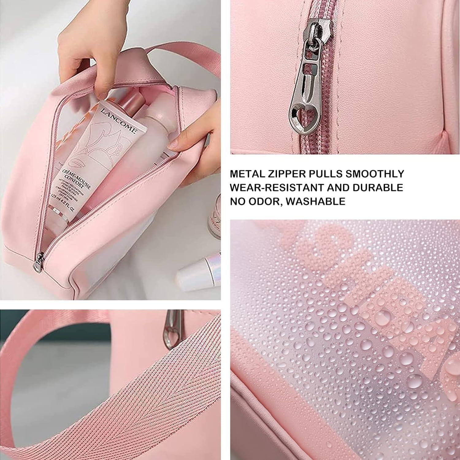 Trousse de maquillage de voyage  imperméable en PVC Unisex pour femmes et les hommes 3 Pieces (Rose) thumbnail 4
