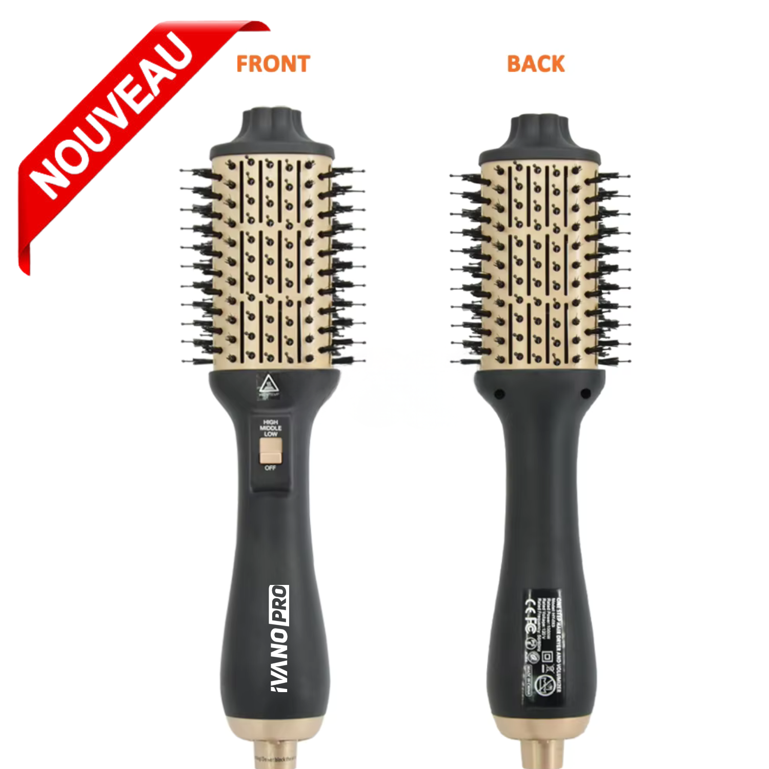 Brosse soufflante Sèche-Cheveux 4 en 1 Salon Lisseur Cheveux Bigoudi  Volumisante 1800W IVO-032 thumbnail 3