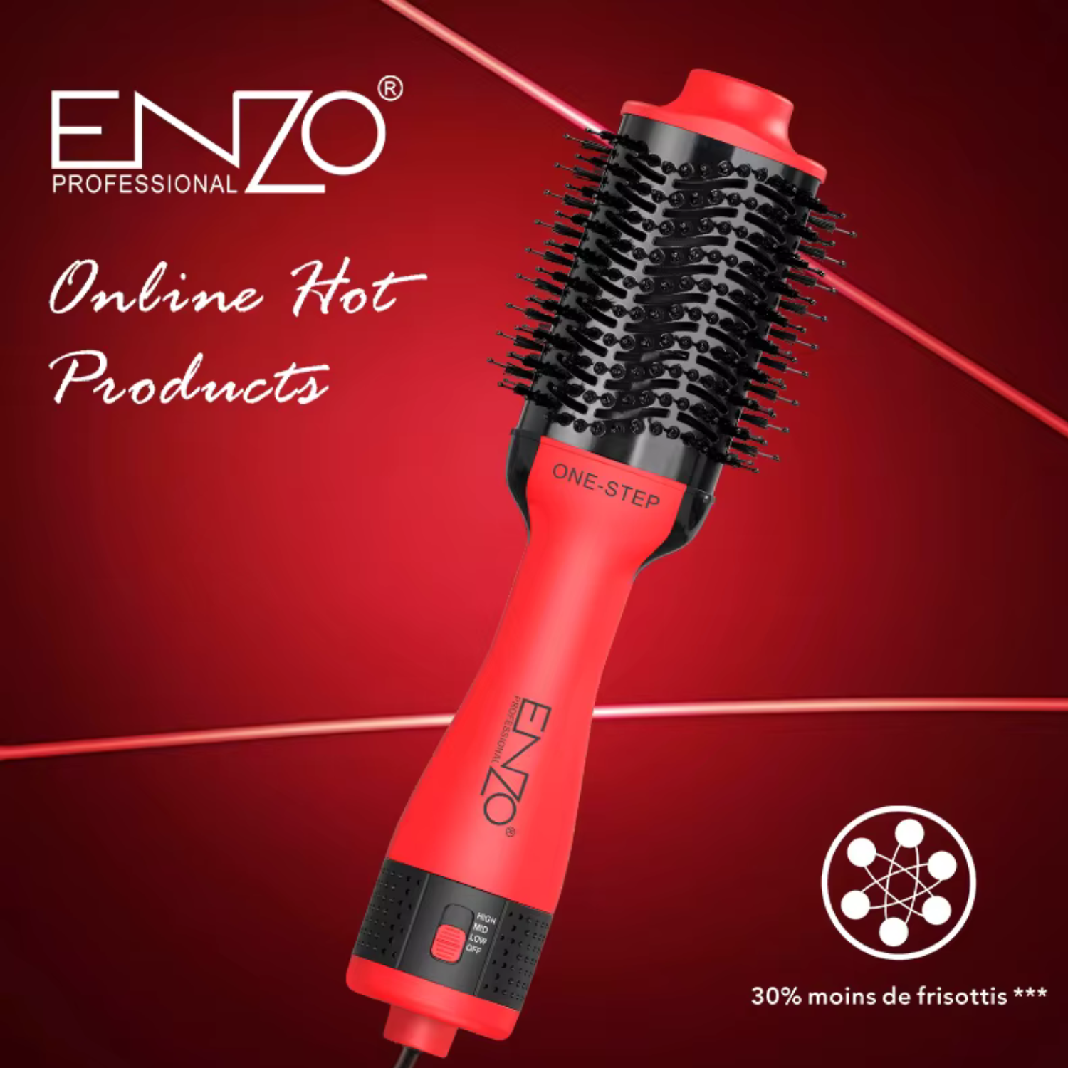 Brosse Sèche-Cheveux Professionnel 3 en 1 Lissage Curling Peigne à Air Chaud EN-4115A thumbnail 3