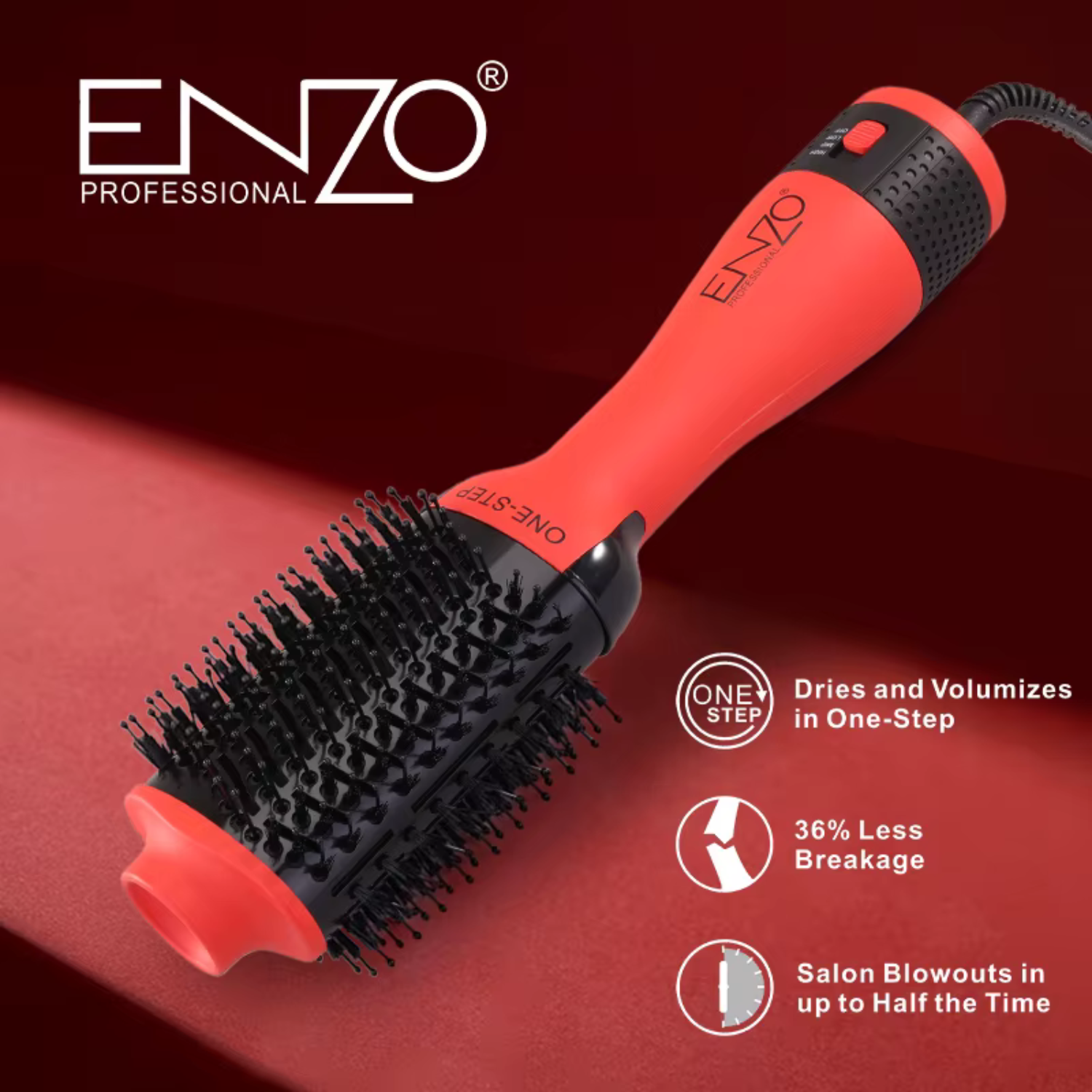 Brosse Sèche-Cheveux Professionnel 3 en 1 Lissage Curling Peigne à Air Chaud EN-4115A thumbnail 4