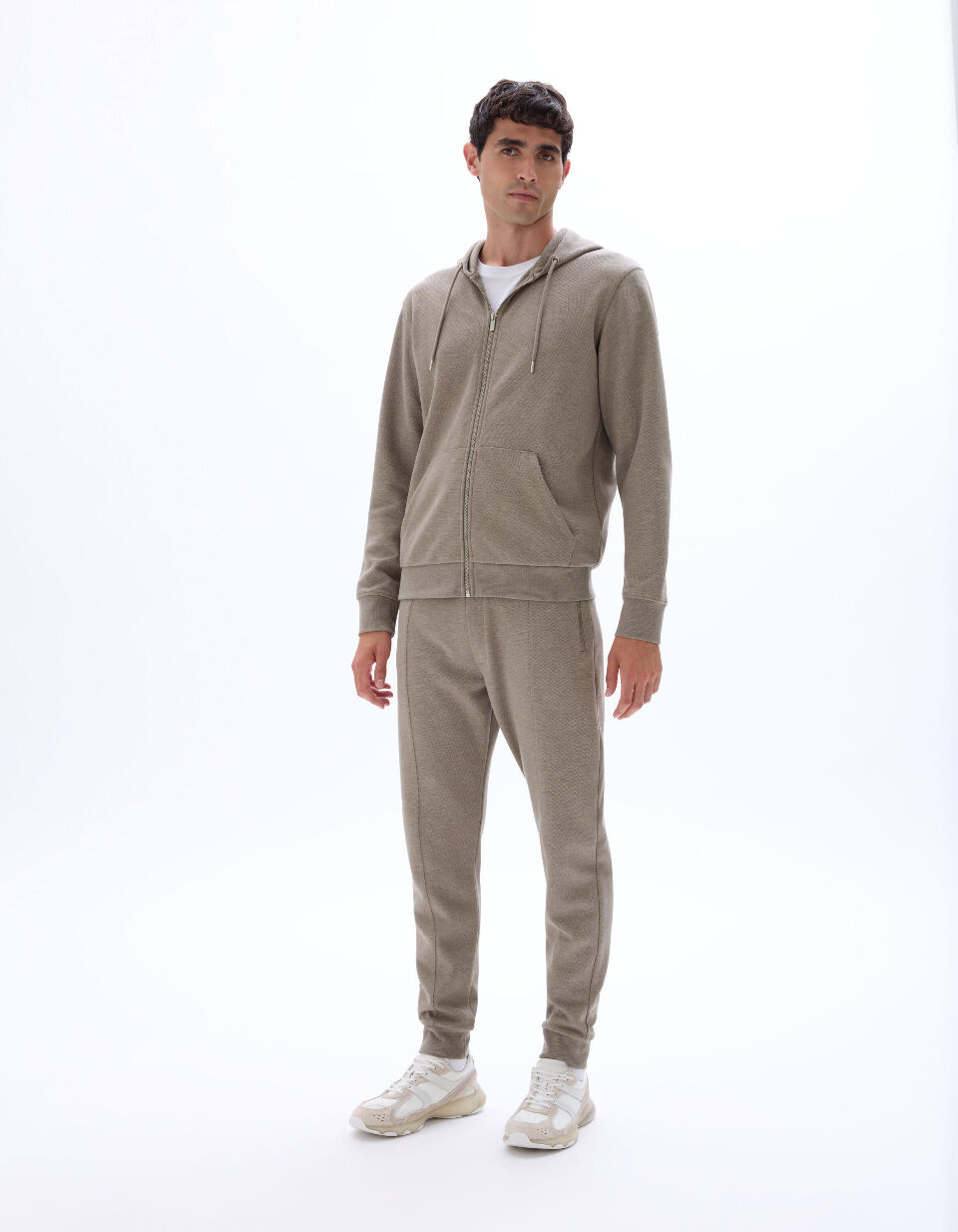 Sweat Zippé À Capuche Regular Coton Mélangé