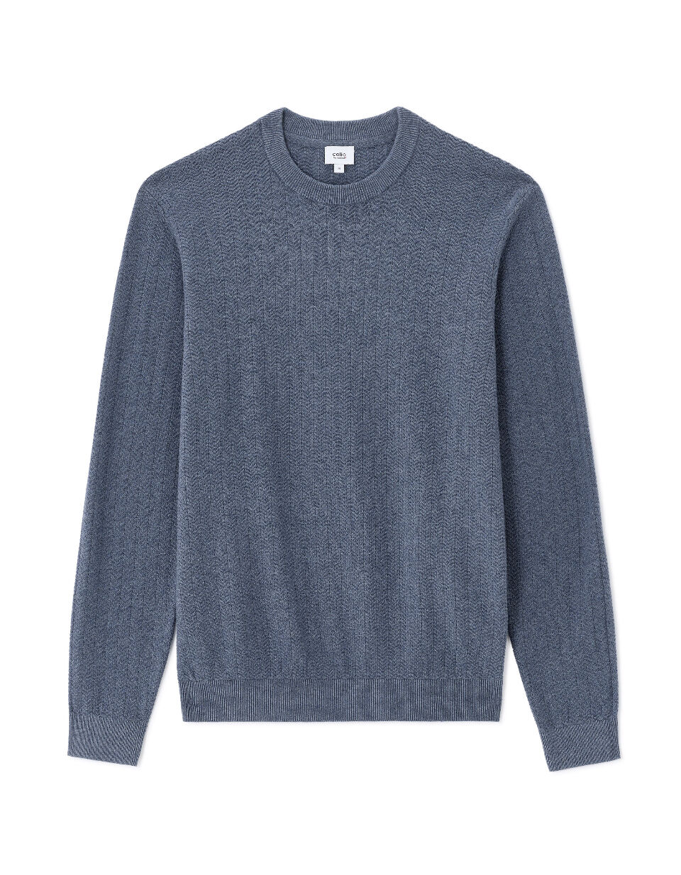 Pull Col Rond En Maille Chevrons 100 % Coton
