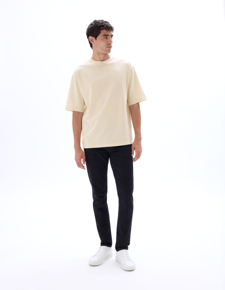 T-shirt infroissable over size col rond