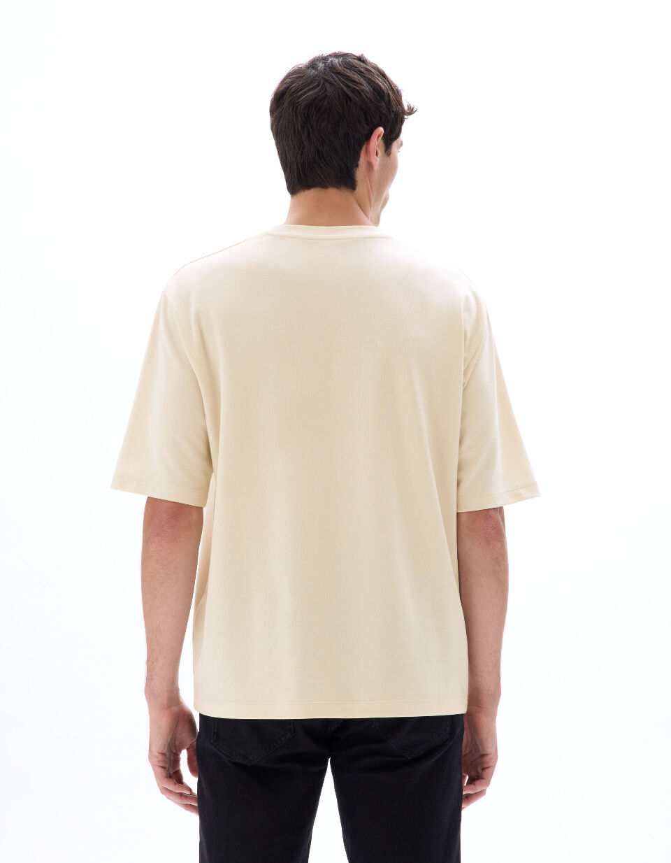 T-shirt infroissable over size col rond thumbnail 3