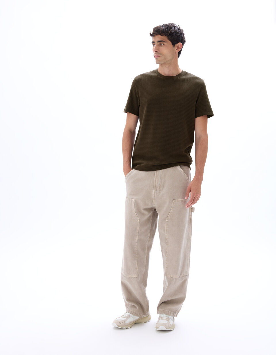 T-shirt Regular Col Rond 100% Coton Reliéfé