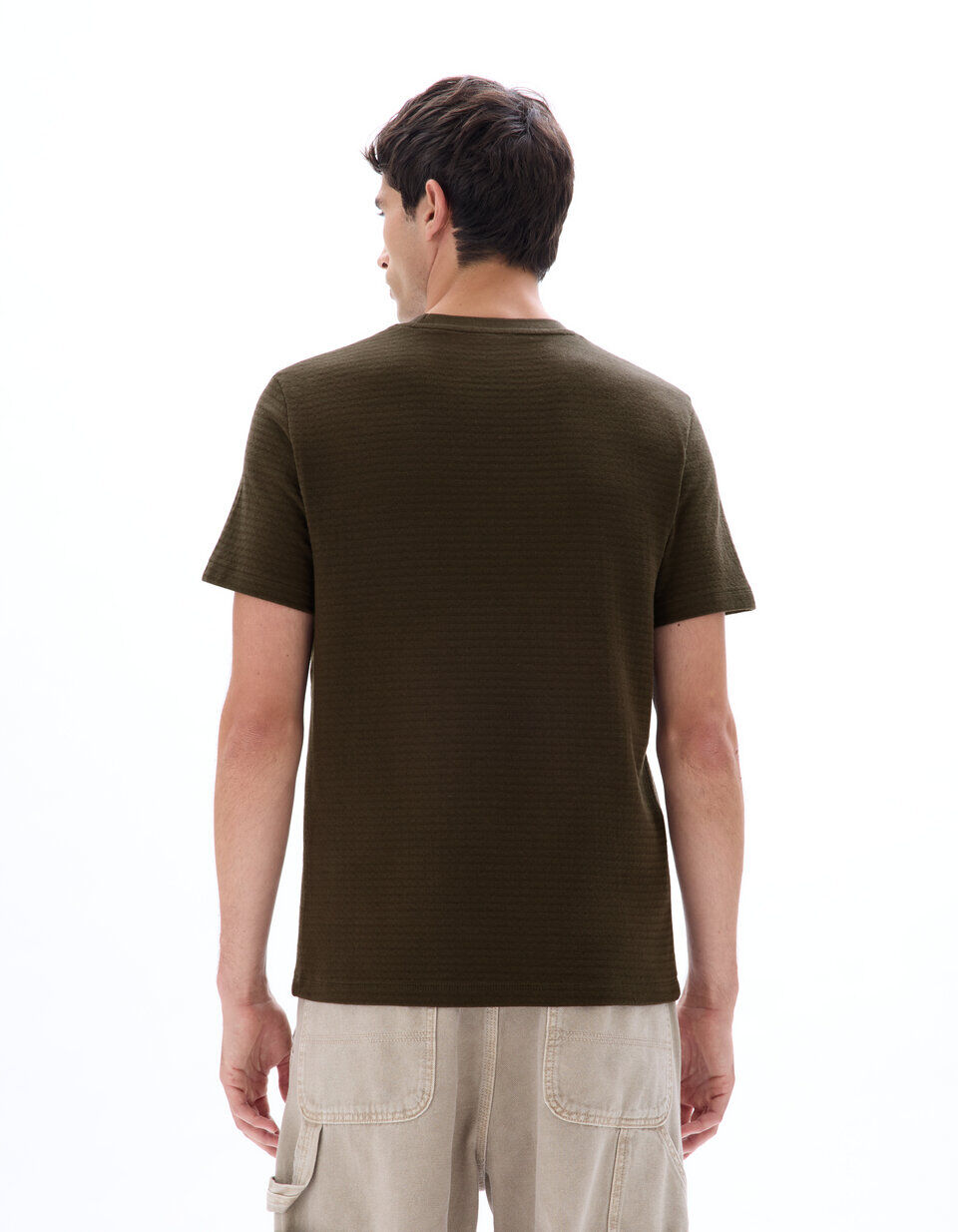 T-shirt Regular Col Rond 100% Coton Reliéfé thumbnail 3