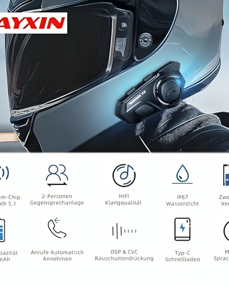 Émetteur‑récepteur Bluetooth WAYXIN T2 pour moto (Intercom / Boom Mic) thumbnail 3