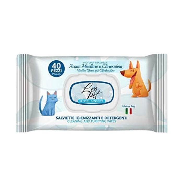 Lingettes Hygiéniques avec Micelles & Chlorhexidine pour Chiens & Chats – Pack de 40
