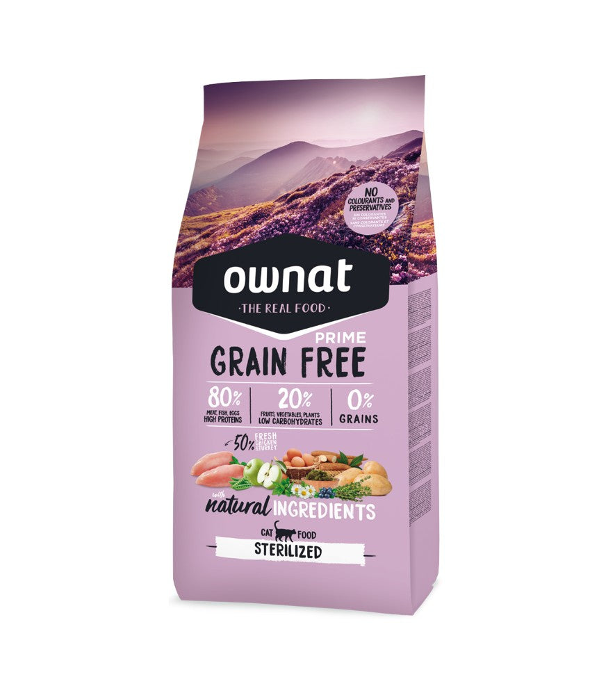 Ownat GF Prime Croquettes pour Chat Stérilisé - Poulet et Dinde Frais (8kg)
