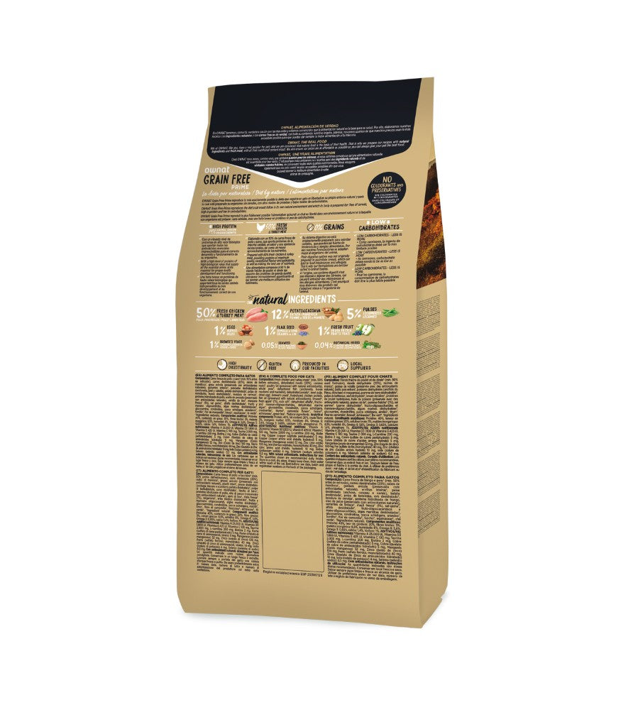 OWNAT Grain Free PRIME HAIR SKIN - Pour chats adultes (3 kg)