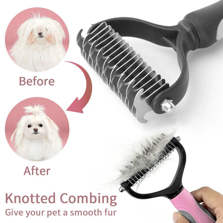 Brosse pour Chat et Chien - Brosse Double Face pour Démêlage et Sous-Poil thumbnail 4