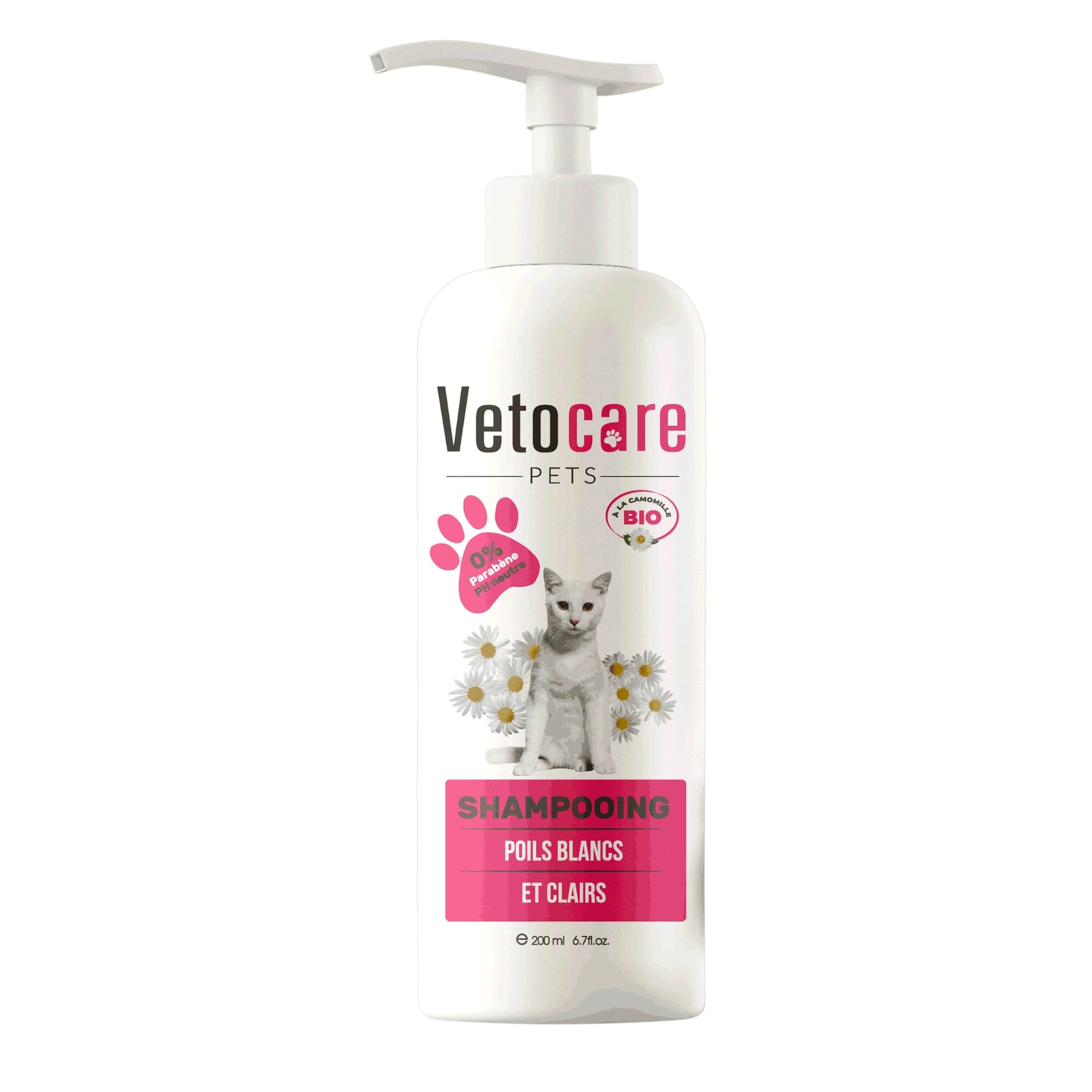 Shampoing Soin du Pelage Chat Vetocare – 200ml (Blanc)