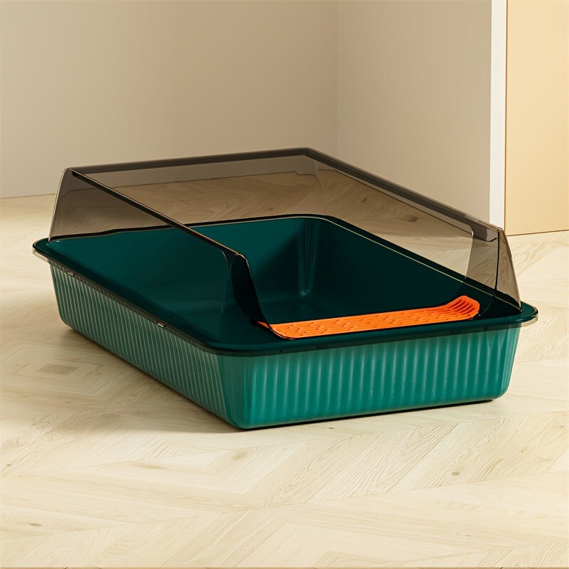 Bac à Litière pour Chat à Haut Rebords – Grand Bac Semi-Ouvert avec Pelle