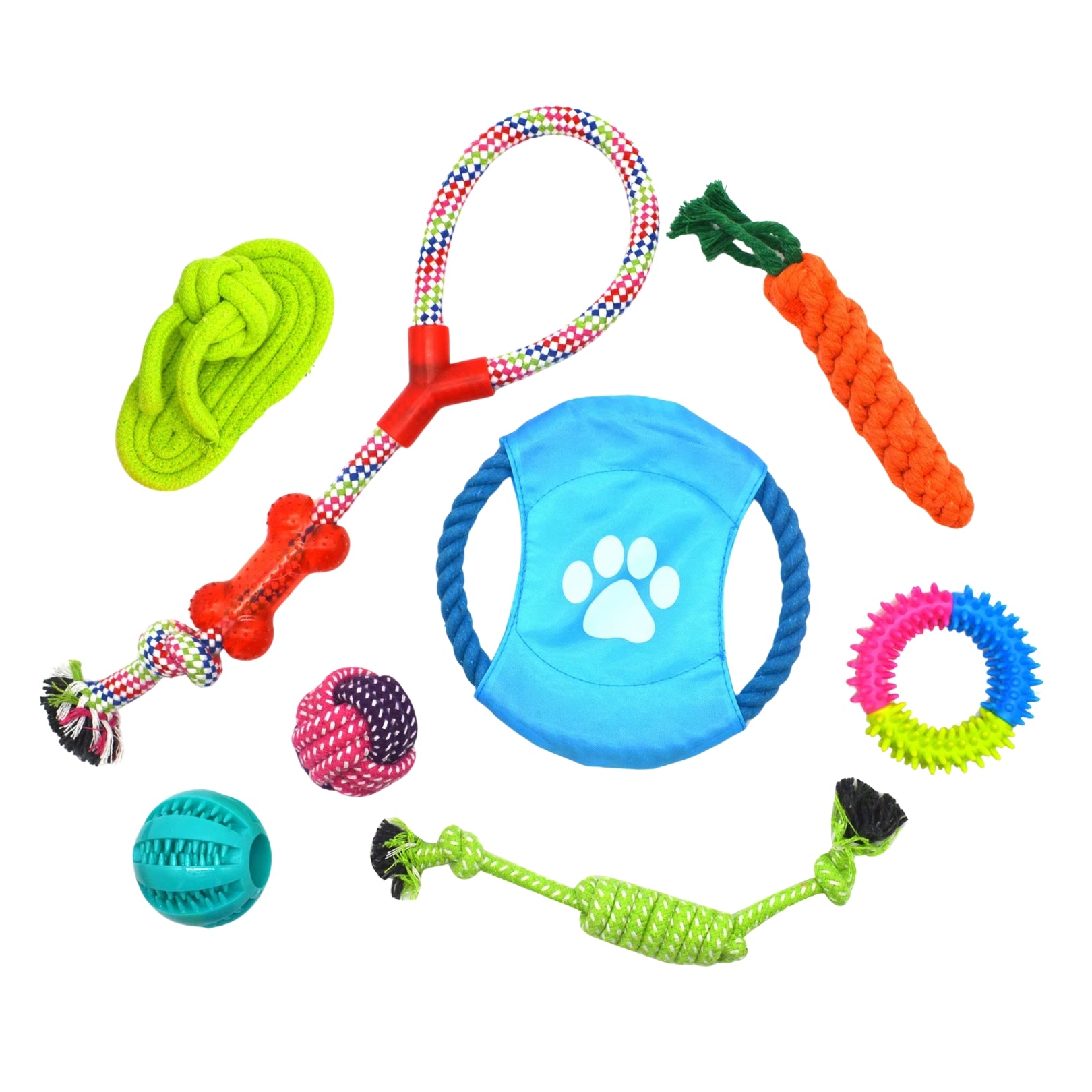 Lot de jouets pour chiens – Pack de 8 pièces pour mâcher, tirer et jouer