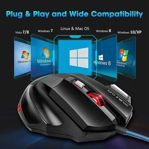 3200 Dpi Réglables et 7d Led Optique Souris de Jeu Filaire Usb pour Gamer Pc, Semi Mécanique