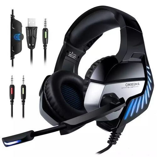 Casque k5 Pro de Jeux PlayStation Filaire Stéréo Casque de Jeu avec Microphone LED Lumières pour Pc, Ordinateur Portable