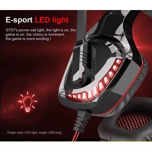 Casque de Jeu Jack Stéréo 3,5 Mm avec Microphone Rotatif avec Éclairage Led