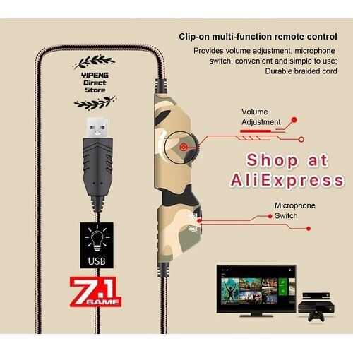 Casque de Jeu Usb avec Microphone Rotatif avec Éclairage Led