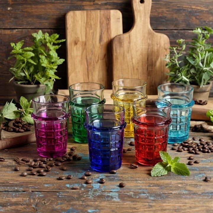 12 Verres À Thé Colorés – Ensemble Élégant