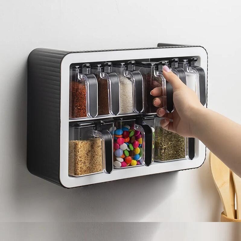 Service à Épices 9 Pièces Baroness – Support mural et pots en plexiglas – Organiseur cuisine thumbnail 2