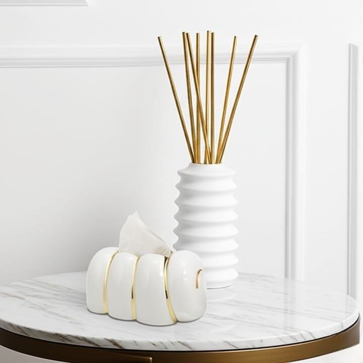 Boîte À Mouchoirs Dorée Au Design Forme Escargot Blanche Avec Détails Dore – Pour Voiture, Maison Et Bureau