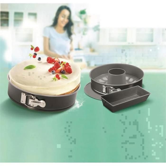 SET 3PCS MOULES CAKE EASYBAKE NOIR J174S274 TEFAL