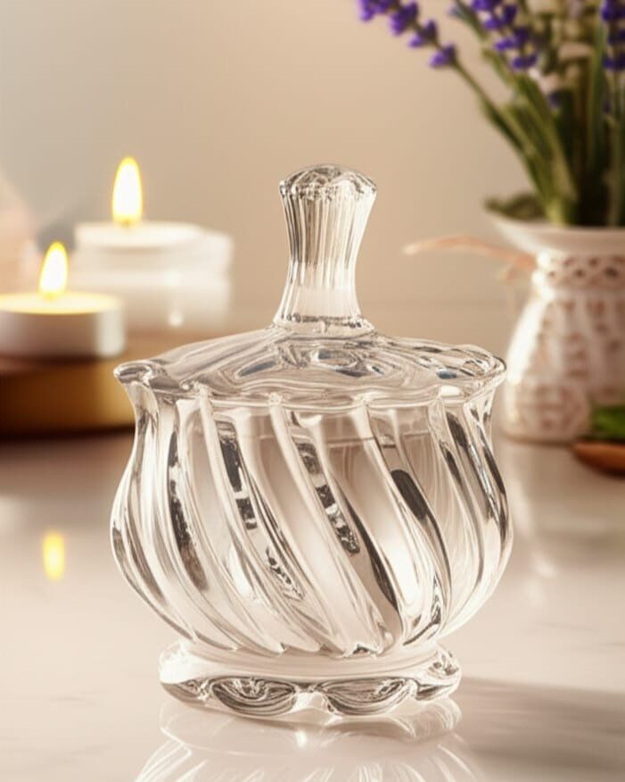 Sucrière -Bonbonnière en Verre avec Couvercle en Cristal, Couvert Décoratif 250 ml