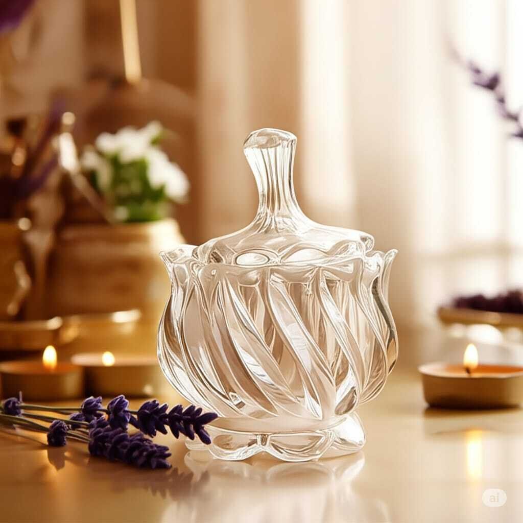 Sucrière -Bonbonnière en Verre avec Couvercle en Cristal, Couvert Décoratif 250 ml thumbnail 3