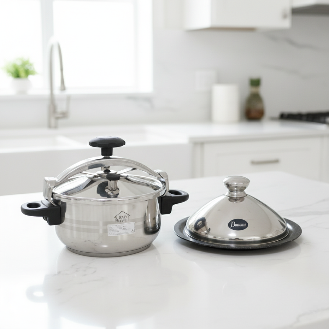 Cocotte Inox 6 Litres + Tajine 30 cm Inox avec Couvercle – Haute Résistance et Design Élégant
