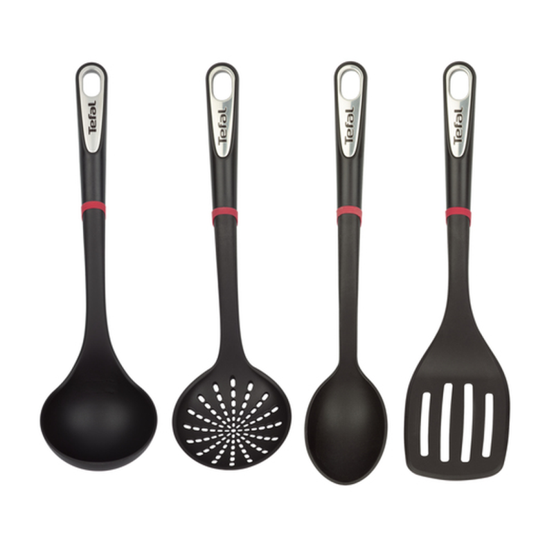 Penderie Noire 4pcs Ingenio Tefal (louche, Ecumoire, Cuillère Et Spatule)