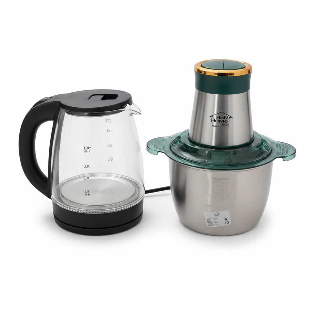 Pack Hachoir 300W Bol Inox 3L + Bouilloire Électrique 2l en Verre Transparent_1500W thumbnail 3