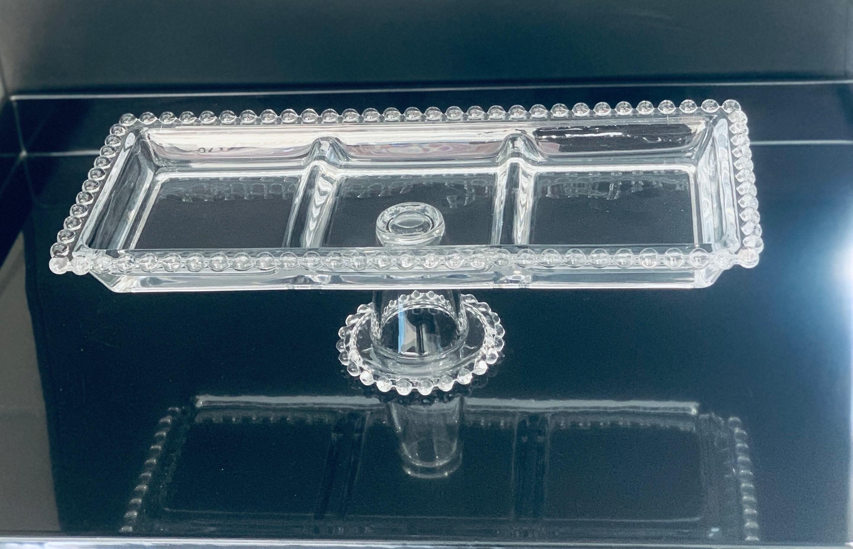 Plat A Compartiment A Pied Rec Model Simple En Cristal 30/13cm