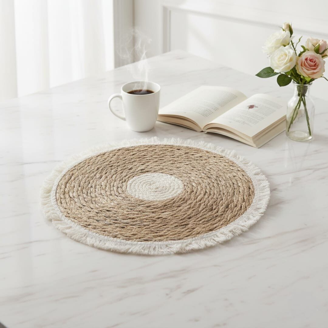 2 Sets De Table Rond En Paille Naturelle thumbnail 2