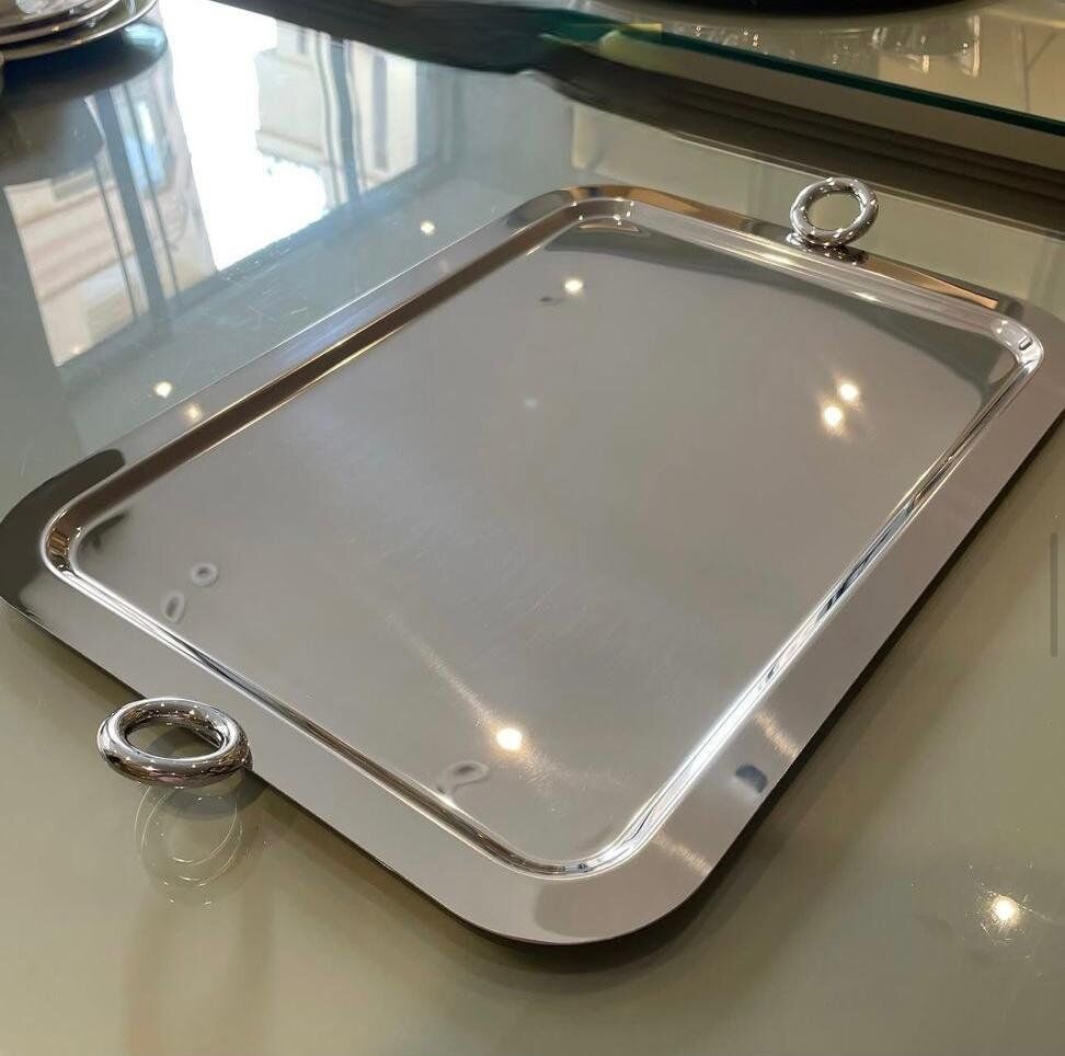 PLATEAU EN INOX SEDEN EN INOX ANSES ARGENTE 18 CARATS COULEUR ARGENTE 47CM/37,5